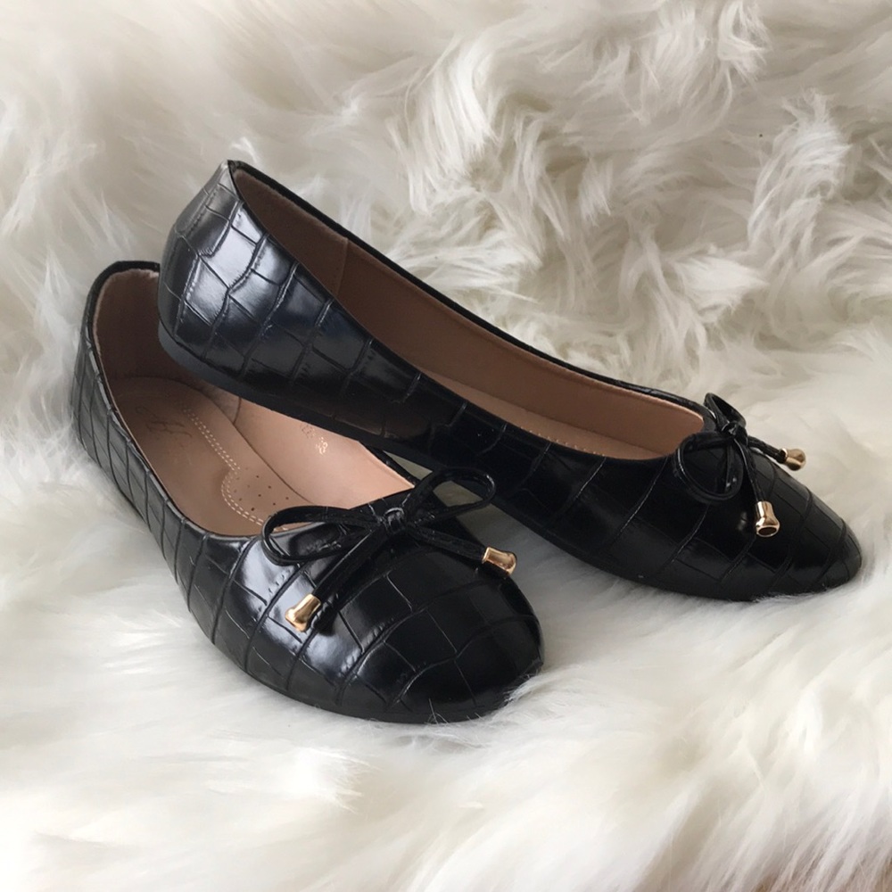 Croc Effect Basic Ballet Flats